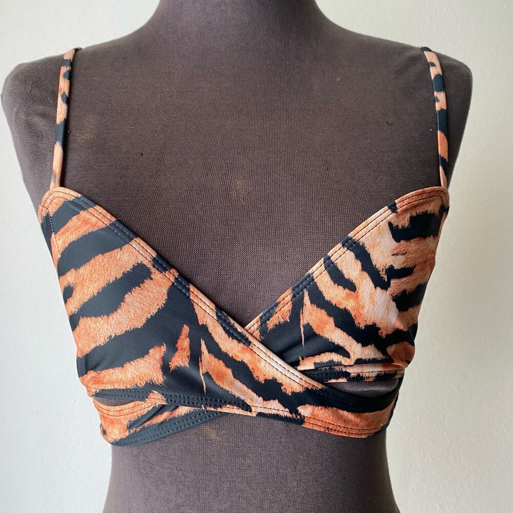 Beach Riot‎ sz S tiger print brown black bralette